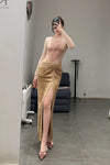 OUDE WAAG velvet splicing New knotwear OW-23SS-BD03 nude powder